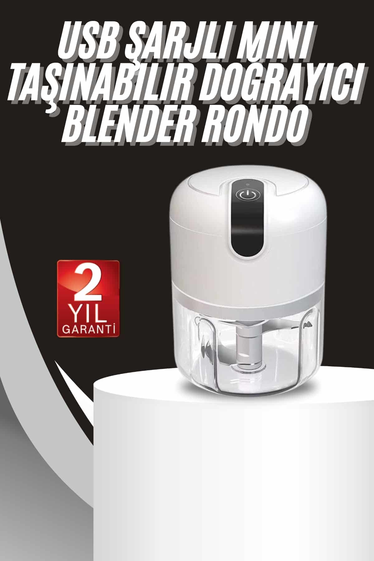 6-152 Mini Doğrayıcı Rondo Taşınabilir Mini El Blender Paslanmaz Çelik - Vipsepet - Görsel 1