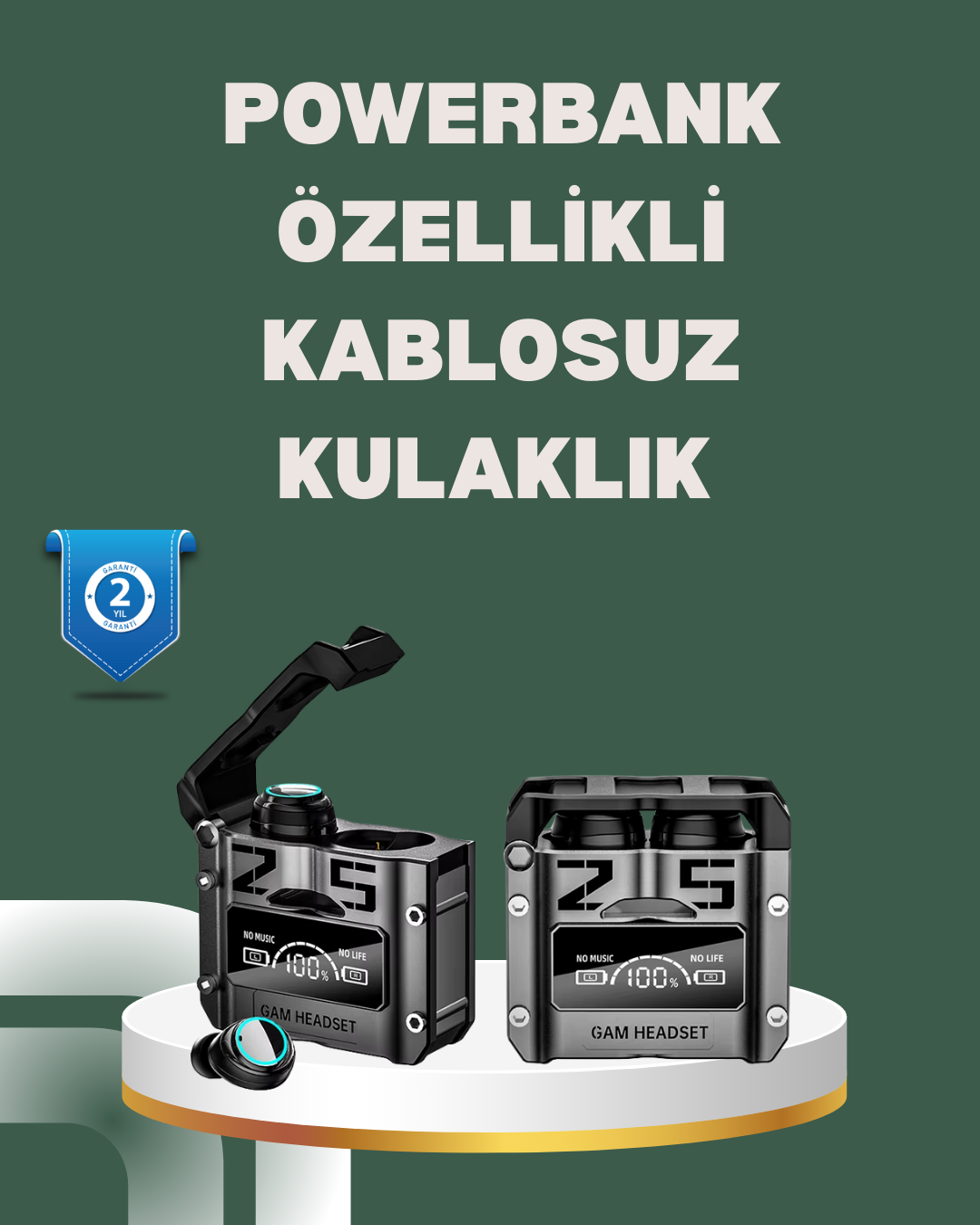 6-158 Yüksek Ses Kaliteli Kablosuz Bluetooth Kulaklık Suya Dayanıklı - vipsepet - Görsel 1