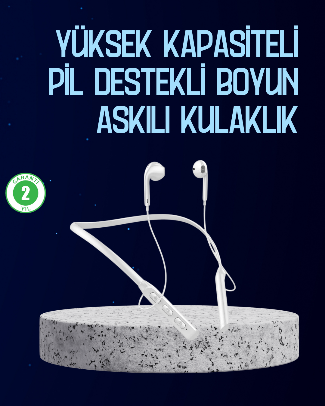 6-169 USB Şarjlı Uzun Ömürlü Boyun Askılı Bluetooth Kulaklık - vipsepet - Görsel 1