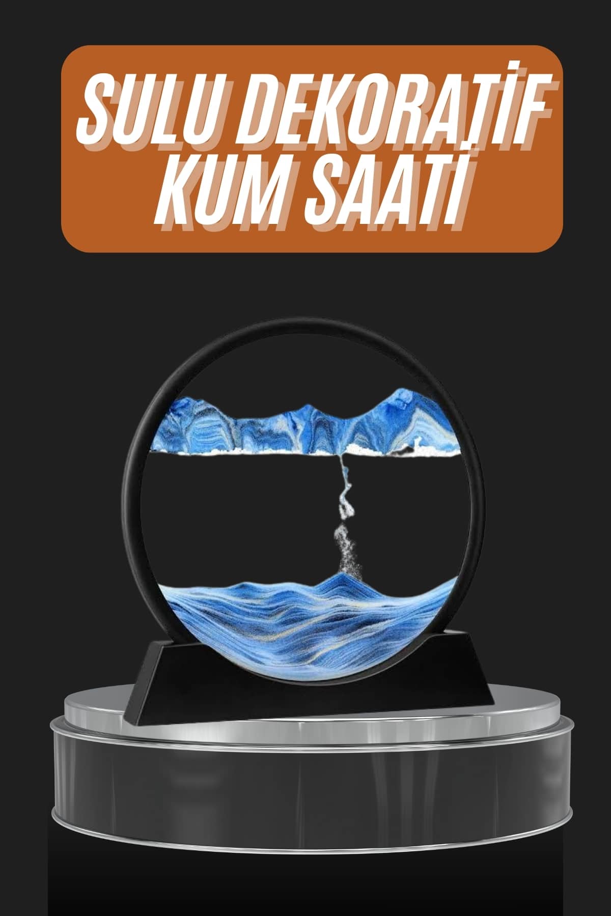 6-181 Dekoratif Sulu Kum Saati Ofis Masa Üstü Ev Yuvarlak Kum Saati - Vipsepet - Görsel 1