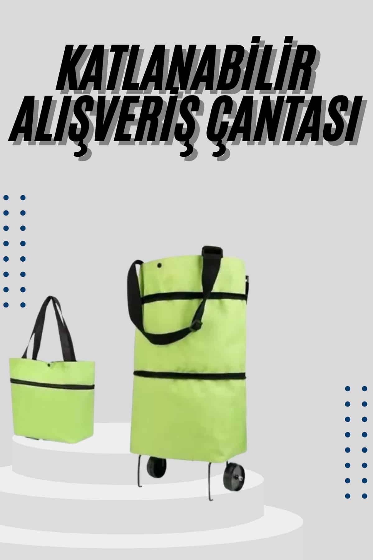 6-183 Katlanabilir Tekerlekli Çantalı Çarşı Pazar Arabası Alışveriş Çantası Piknik Çantası - Vipsepet - Görsel 1