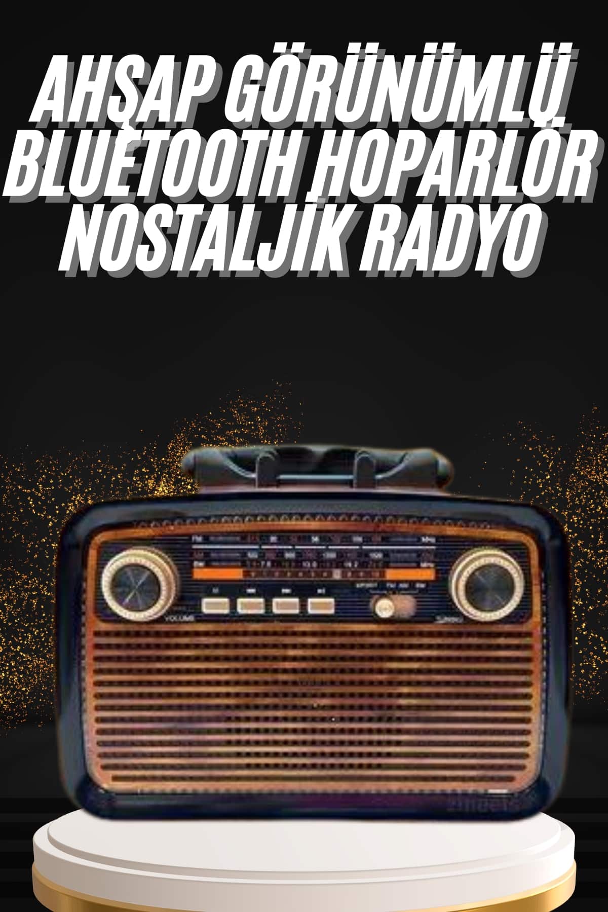 6-194 Nostaljik Görünümlü Ahşap Radyo TF SD USB Girişli Led Fener Işıklı - Vipsepet - Görsel 1