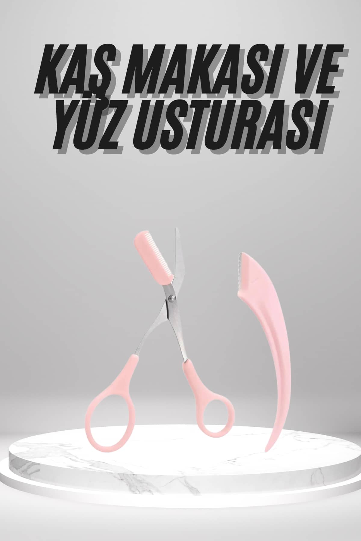 6-204 2'li Kaş Bakım Seti Taraklı Kaş Makası Ve Kaş Usturası Kaş Şekillendirici - Vipsepet - Görsel 1