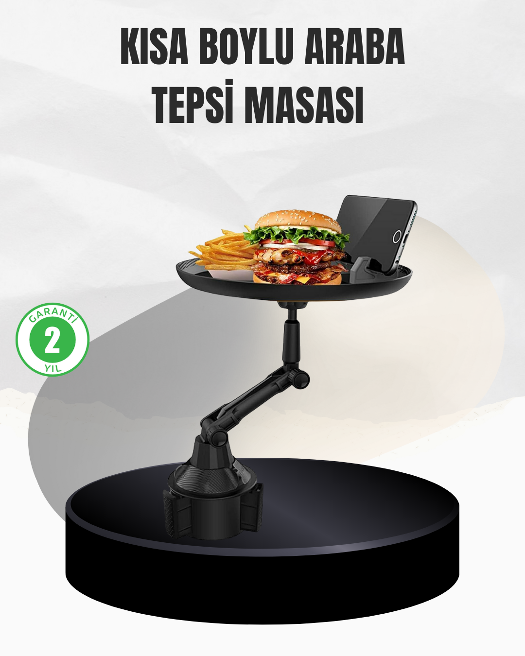 6-225 Universal Araç İçi Bardaklık Tepsisi 9 İnç Yemek Alanı ve Telefon Standlı - Vipsepet - Görsel 1