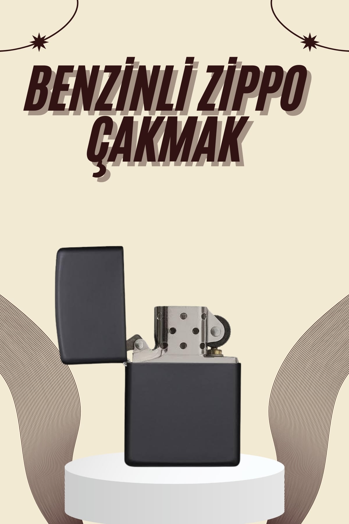 6-226 Çakmak Parlak Siyah Benzinli Çakmak Cep Boy Doldurulabilir - Vipsepet - Görsel 1