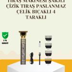 Şarjlı Titanyum Bıçaklı Saç ve Sakal Kesme Makinesi - vipsepet