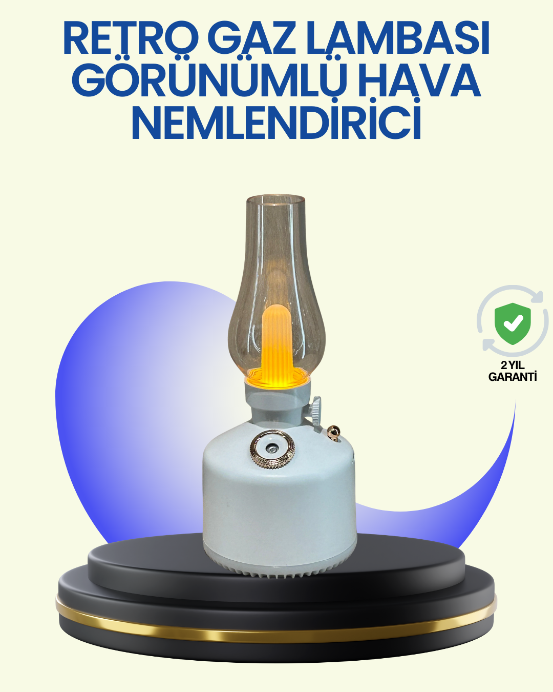 6-24 280 ml Tanklı Retro Gaz Lambası Difüzör USB Şarjlı Hava Nemlendirici - Vipsepet - Görsel 1
