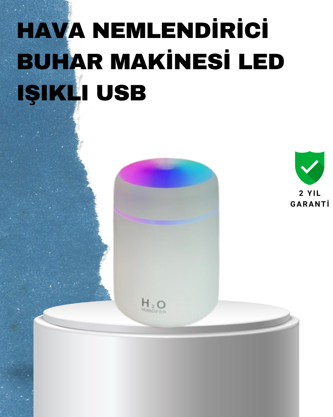 6-28 ABS Gövdeli 300ml USB Nemlendirici – Beyaz, Gri, Pembe Renk - Vipsepet - Görsel 1