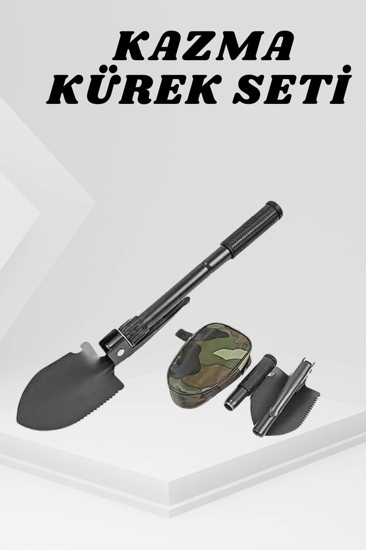 6-37 Katlanabilir Kamp Küreği Küçük Kazma Kürek Seti Pusulalı - Vipsepet - Görsel 1