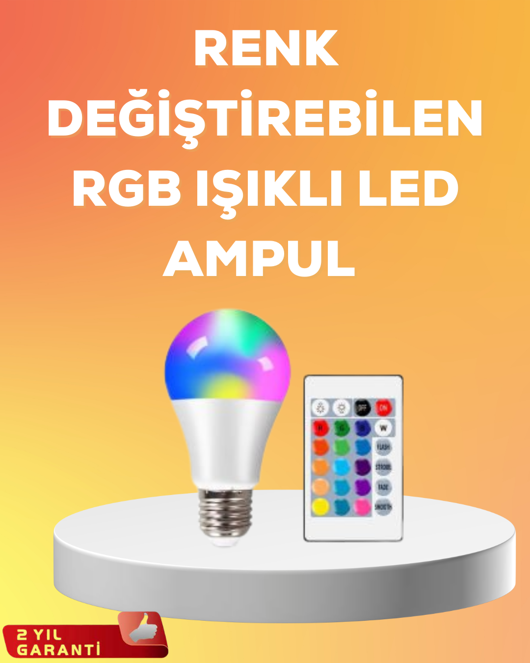 6-52 RGB Uzaktan Kumandalı LED Ampul 16 Renk A Kalite 2025 Model Orijinal - Vipsepet - Görsel 1