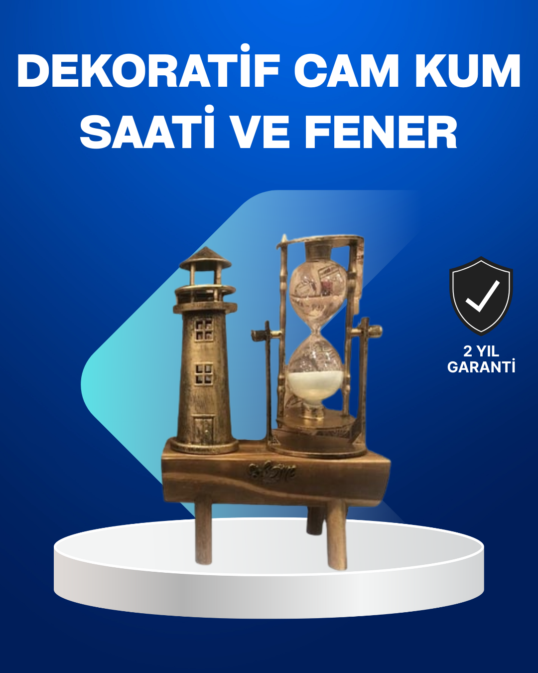 6-52 Deniz Feneri Tasarımlı Ahşap Kum Saati – Retro Masa Aksesuarı - Vipsepet - Görsel 1