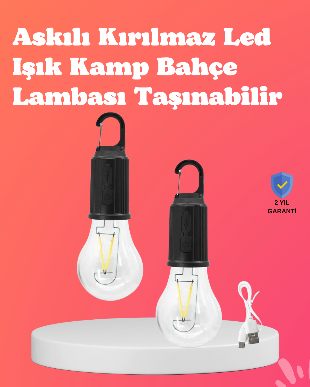 6-54 C Tipi Şarjlı Asılabilir Kamp Feneri - Vipsepet - Görsel 1