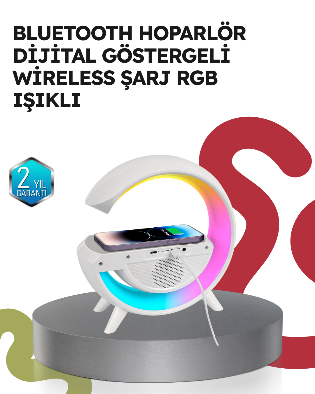 6-55 2025 Model 15W Kablosuz Şarjlı Renkli Atmosfer Lambası - Vipsepet - Görsel 1