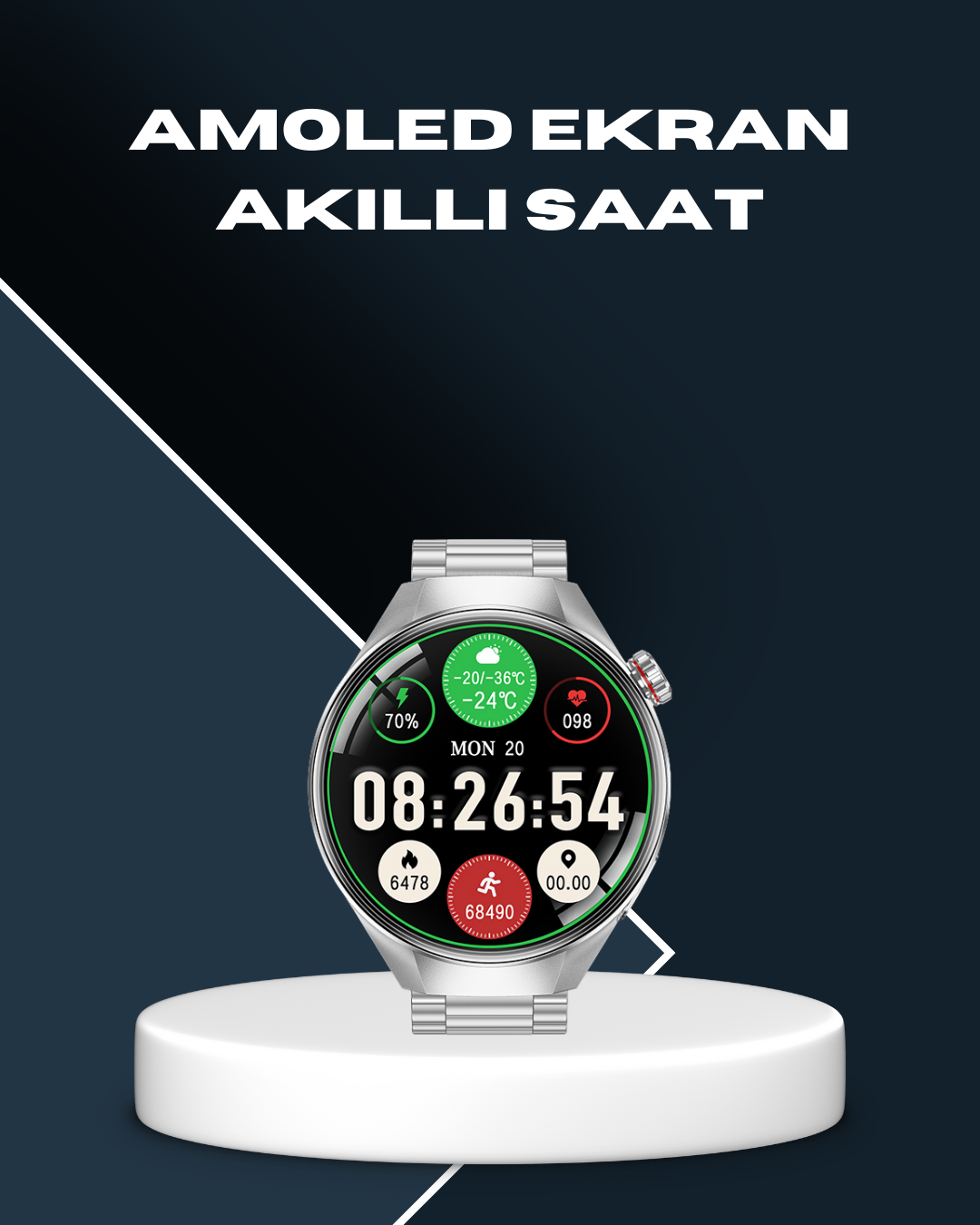 6-55 Akıllı Saat Bluetooth Görüşme Destekli – Spor, Sağlık ve Bildirim Özellikli - Vipsepet - Görsel 1