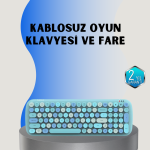 Retro Tarz Kablosuz Klavye Mouse Seti – 104 Tuşlu, Ergonomik Tasarım - Vipsepet