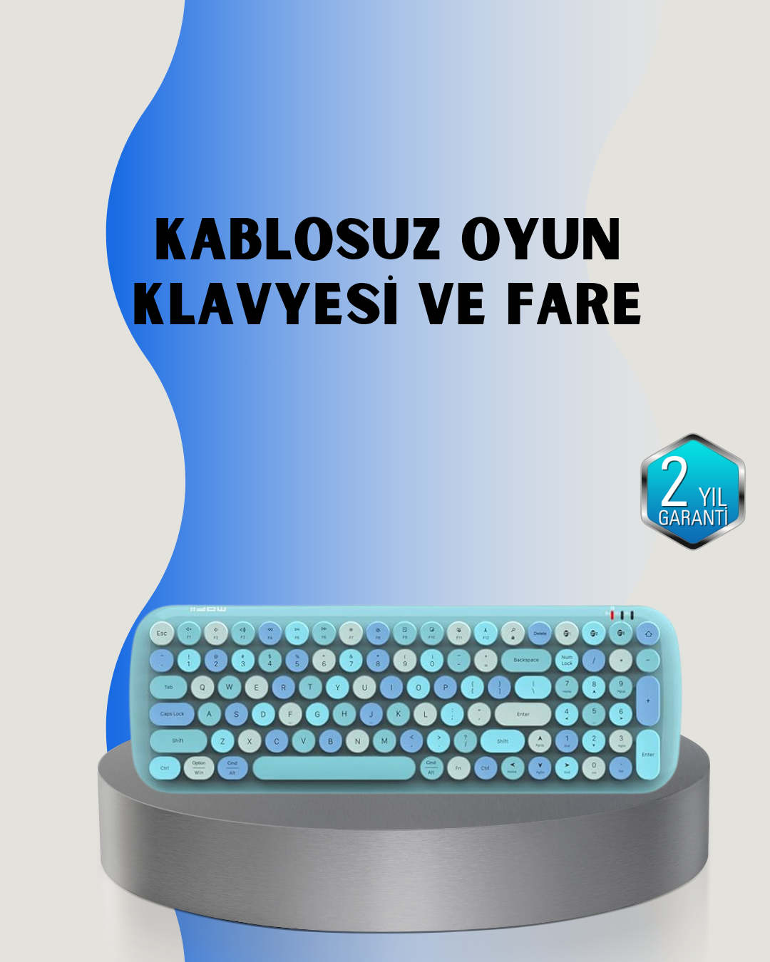 6-6 Retro Tarz Kablosuz Klavye Mouse Seti – 104 Tuşlu, Ergonomik Tasarım - Vipsepet - Görsel 1