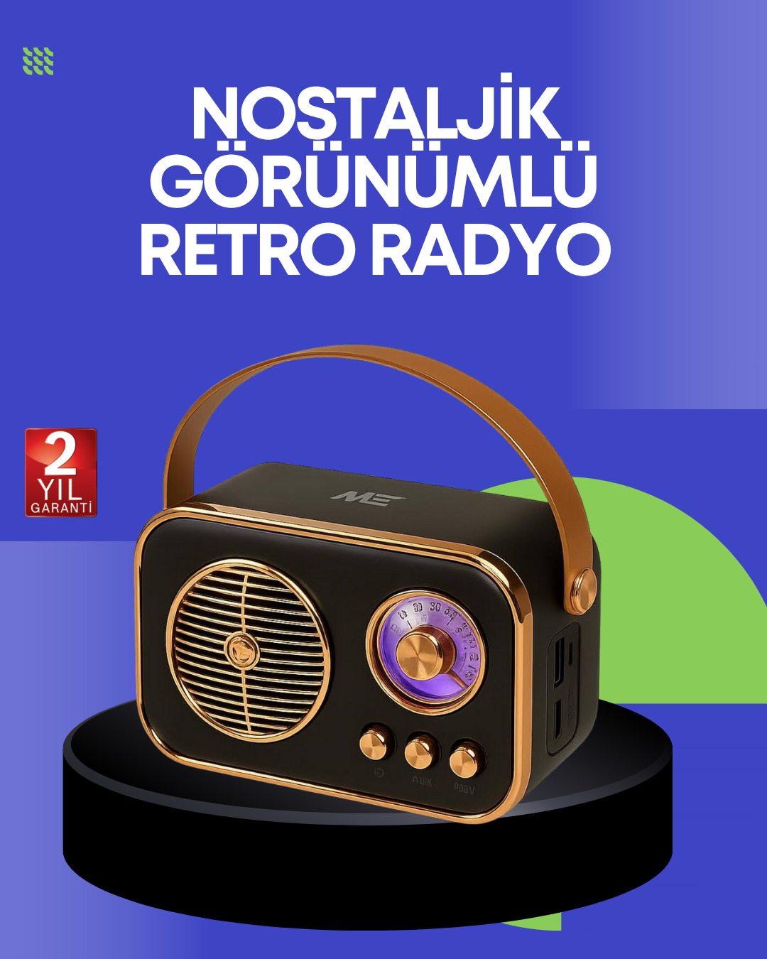 6-62 Klasik Retro Radyo – Bluetooth Destekli, FM Özellikli Şarjlı Hoparlör - Vipsepet - Görsel 1
