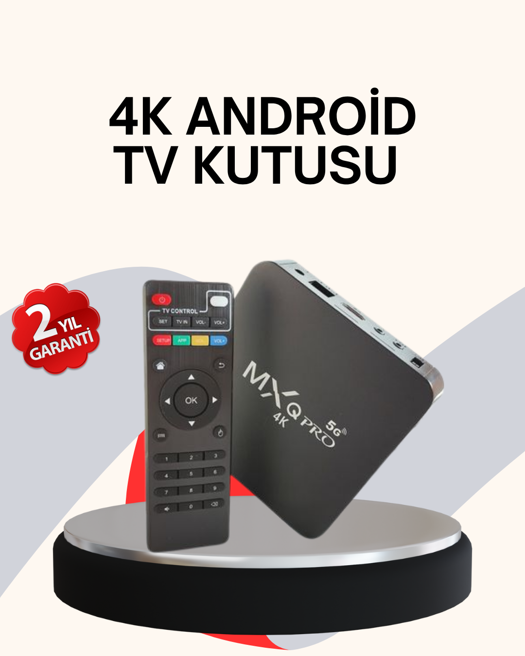 6-64 4K Android TV Box – Akıllı Medya Oynatıcı, 2GB RAM, 16GB Hafıza, Wi-Fi Destekli - Vipsepet - Görsel 1