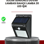 Bahçe ve Dış Mekanlar İçin Güneş Enerjili 20 LED Hareket Sensörlü Lamba - Vipsepet