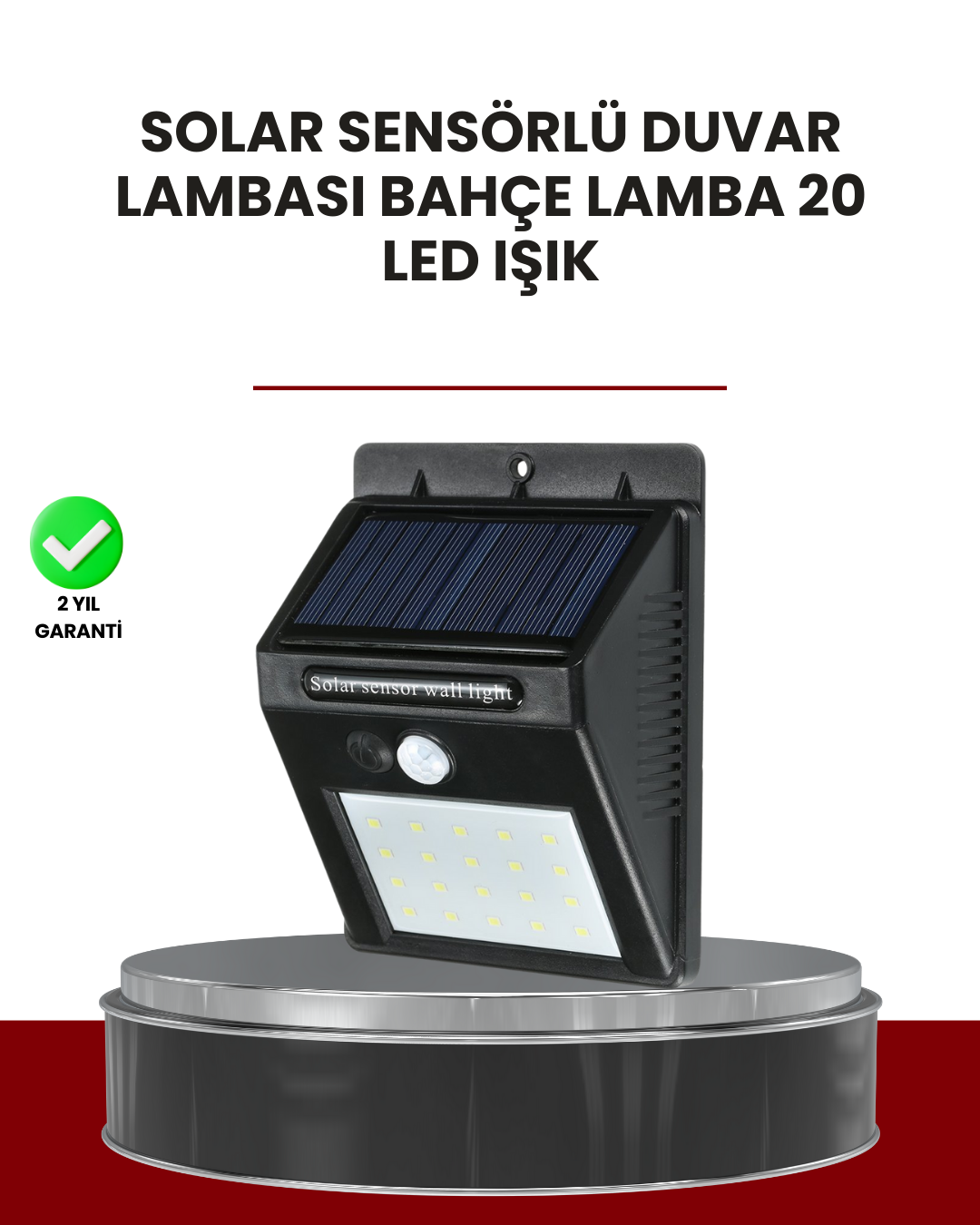 6-67 Bahçe ve Dış Mekanlar İçin Güneş Enerjili 20 LED Hareket Sensörlü Lamba - Vipsepet - Görsel 1
