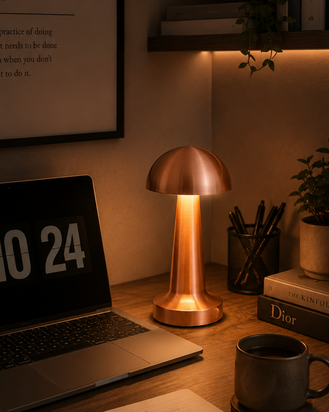 6-70 Modern Bronz Mantar Masa Lambası LED Dokunmatik Dekoratif Aydınlatma - Vipsepet - Görsel 1