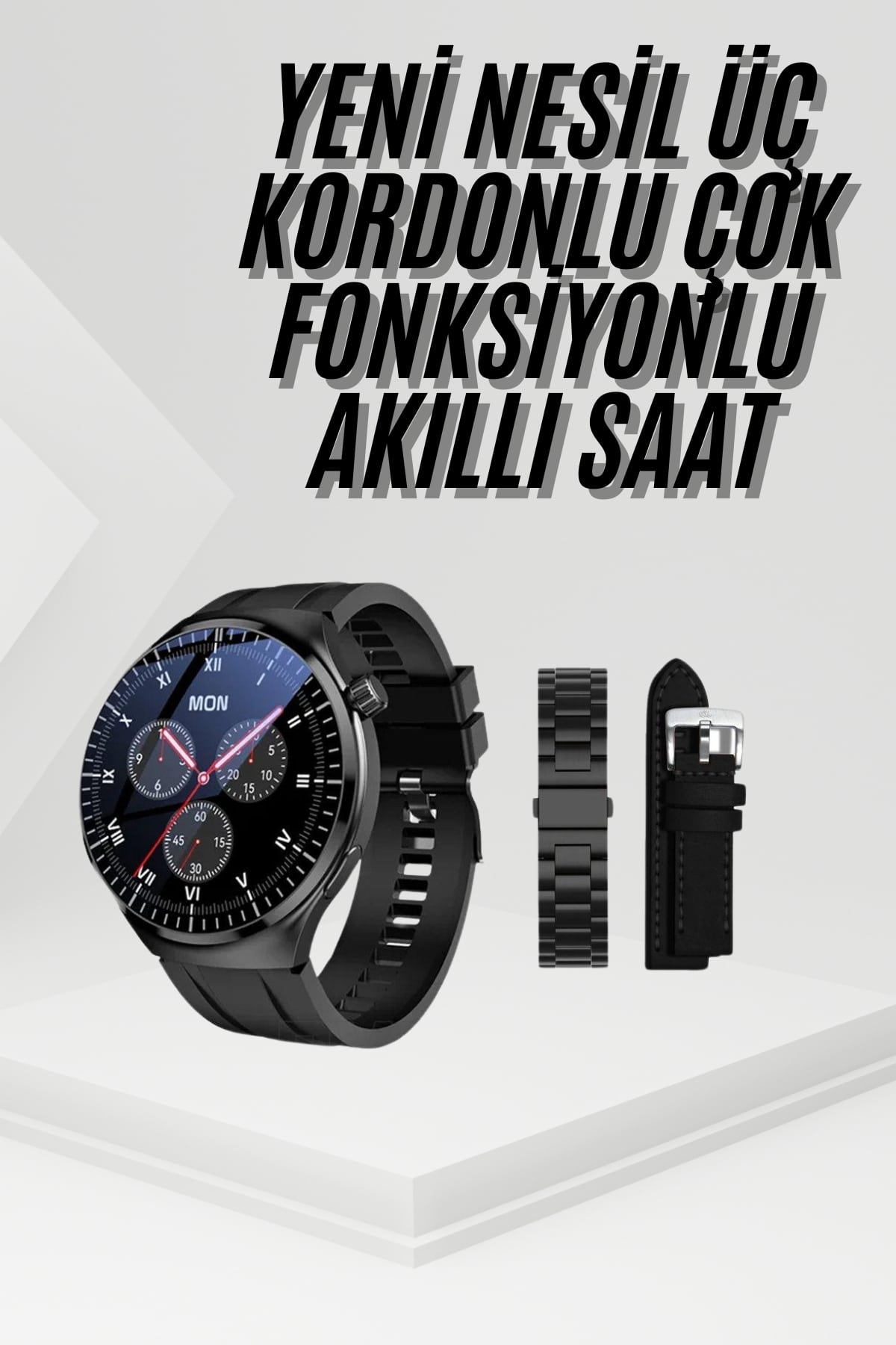 6-73 Amoled Ekran Metal Deri Silikon Kordonlu Uyku ve Sağlık Takibi - Vipsepet - Görsel 1