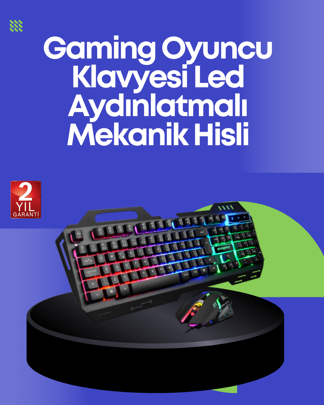 6-75 PG8018 LED Aydınlatmalı Mekanik Klavye Mouse – Oyunlarda Üstün Performans - Vipsepet - Görsel 1