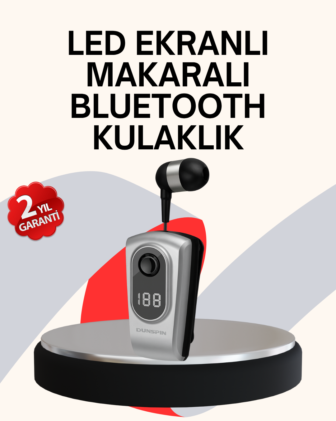 6-86 Profesyonel Bluetooth Kulaklık – Klipsli, Titreşimli, Dijital Göstergeli - vipsepet - Görsel 1