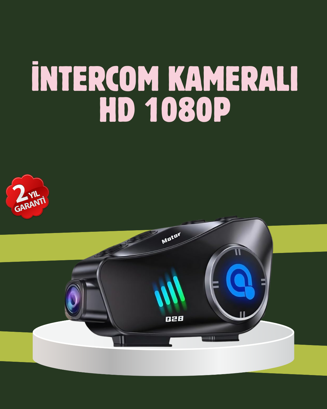 6-98 Q28 Full HD Kameralı Motosiklet Kask Kulaklığı – 45 Saat Müzik, IPX6 Su Geçirmez - vipsepet - Görsel 1