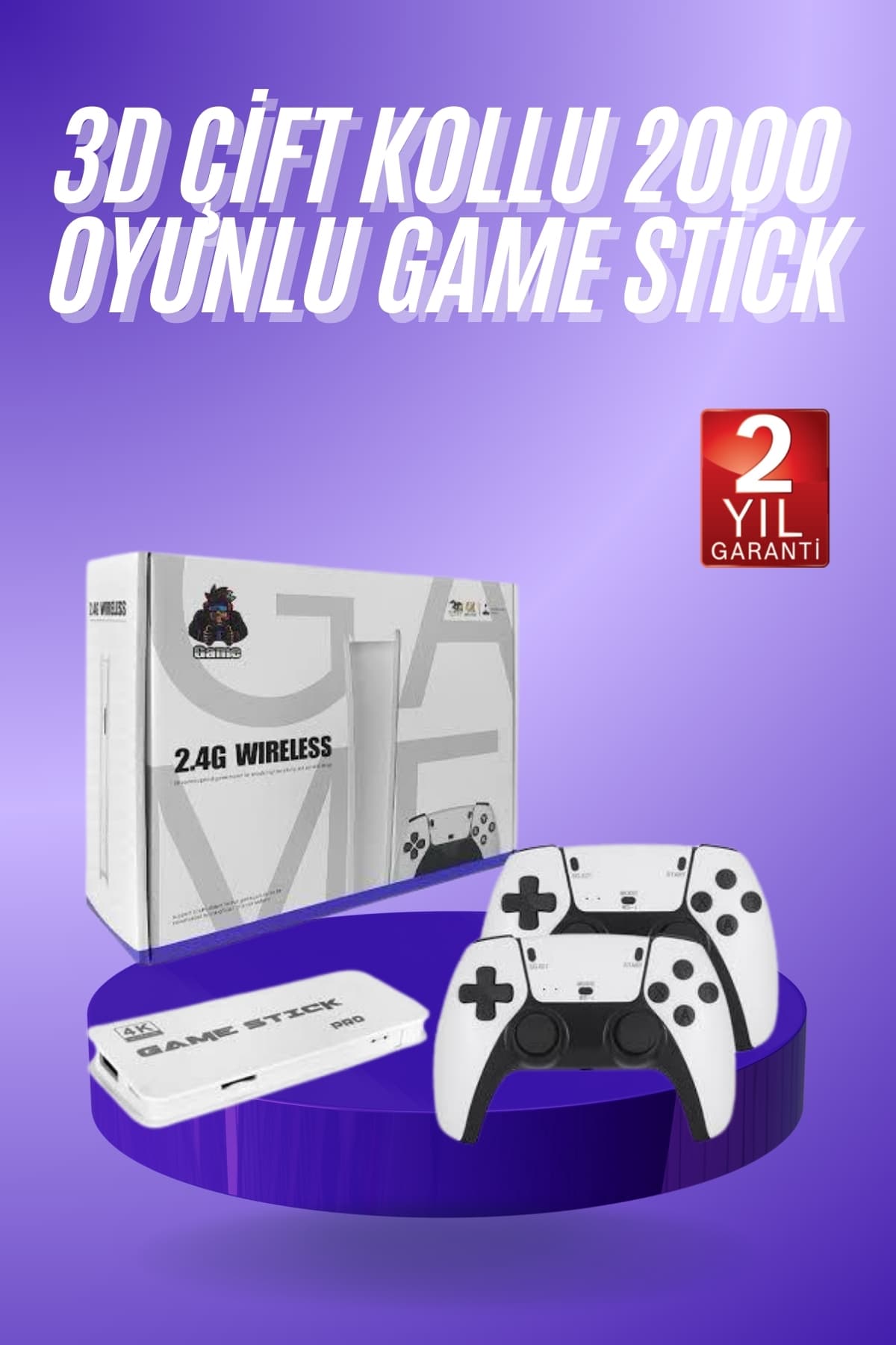 6-98 3D 4K HD 2.4G Game Stick 4K Ultra Hd Oyun Konsolu Çift Kollu - Vipsepet - Görsel 1