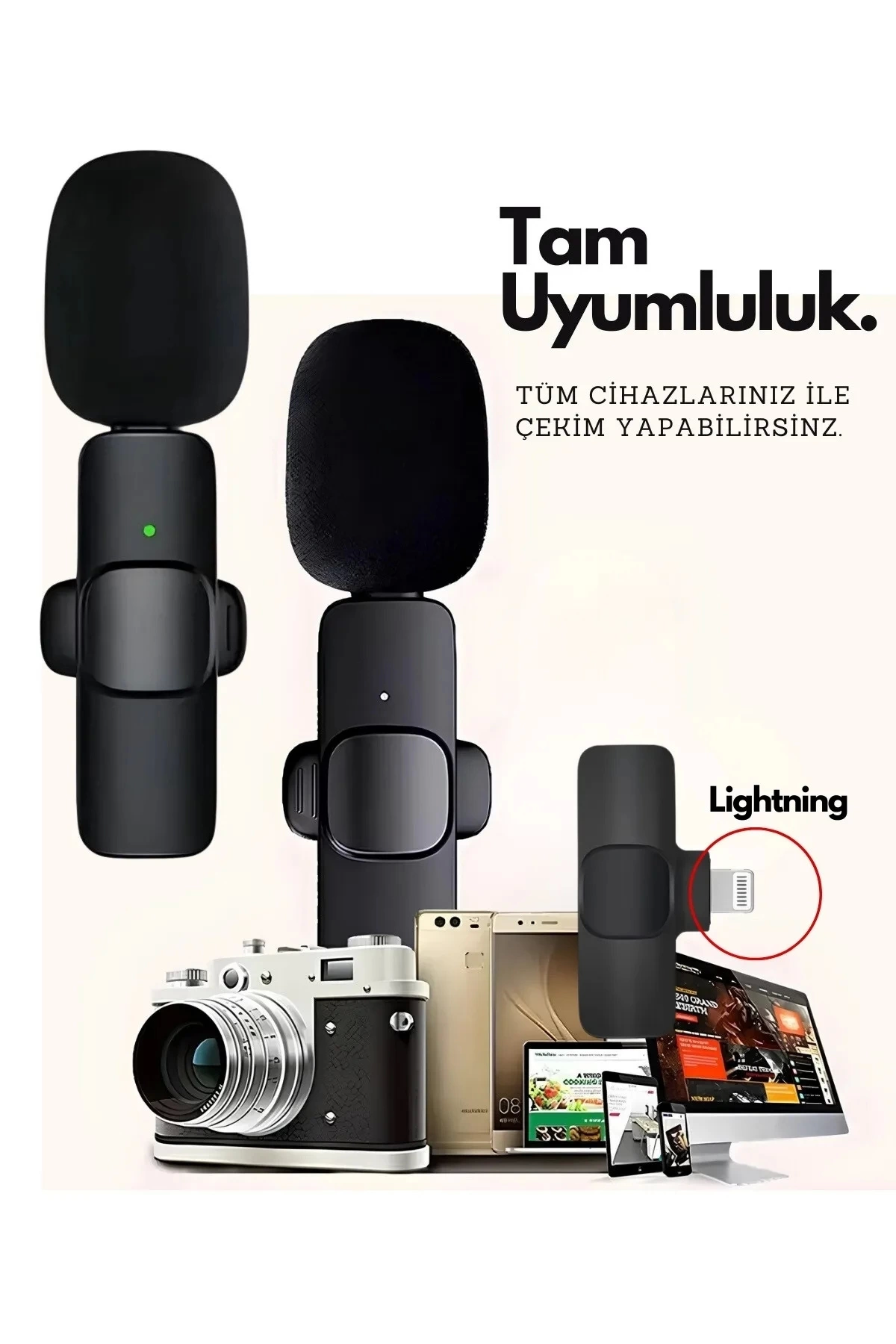 687688341c15b-41997685-sw1200sh1800 Type-C Çiftli Kablosuz Yaka Mikrofon Seti Telefon Vlog Canlı Yayın TikTok YouTube Uyumlu ( Vipsepet ) - Görsel 1