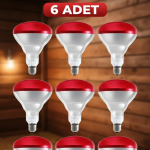 (6 Adet) 250W Kızılötesi Isıtıcılı Hayvan Isıtma ve Kuluçka Lambası (Kırmızı Işık) E27 (Kalın Duy) ( Vipsepet )