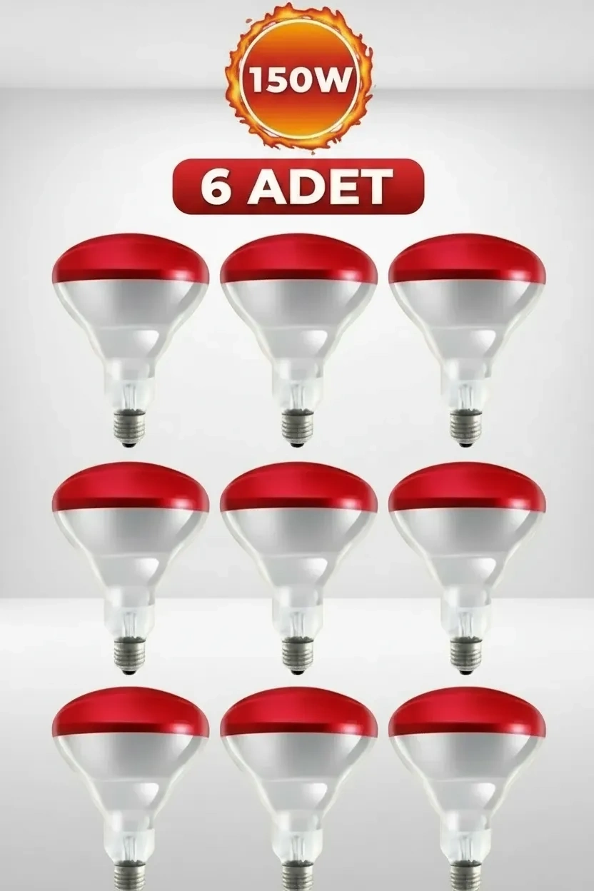 69f4b8c3636e4-20715388-sw832sh1248 (6 Adet) 150W Kızılötesi Isıtıcılı Hayvan Isıtma ve Kuluçka Lambası (Kırmızı Işık) E27 (Kalın Duy) ( Vipsepet ) - Görsel 1