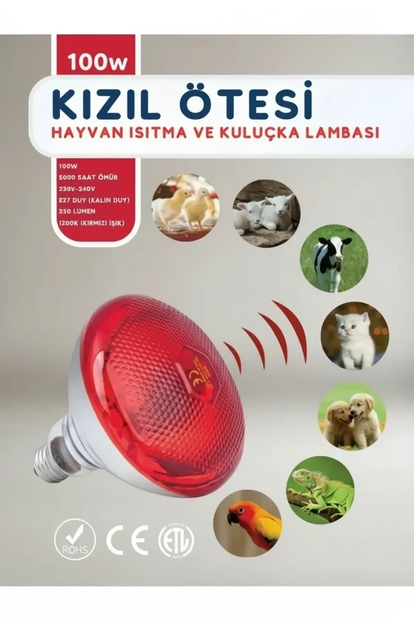 69f99fa3a7dfc-5992764-sw832sh1248 100W Kızılötesi (infrared) Isıtıcılı Hayvan Isıtma ve Kuluçka Lambası (Kırmızı Işık) E27 (Kalın Duy) ( Vipsepet ) - Görsel 1