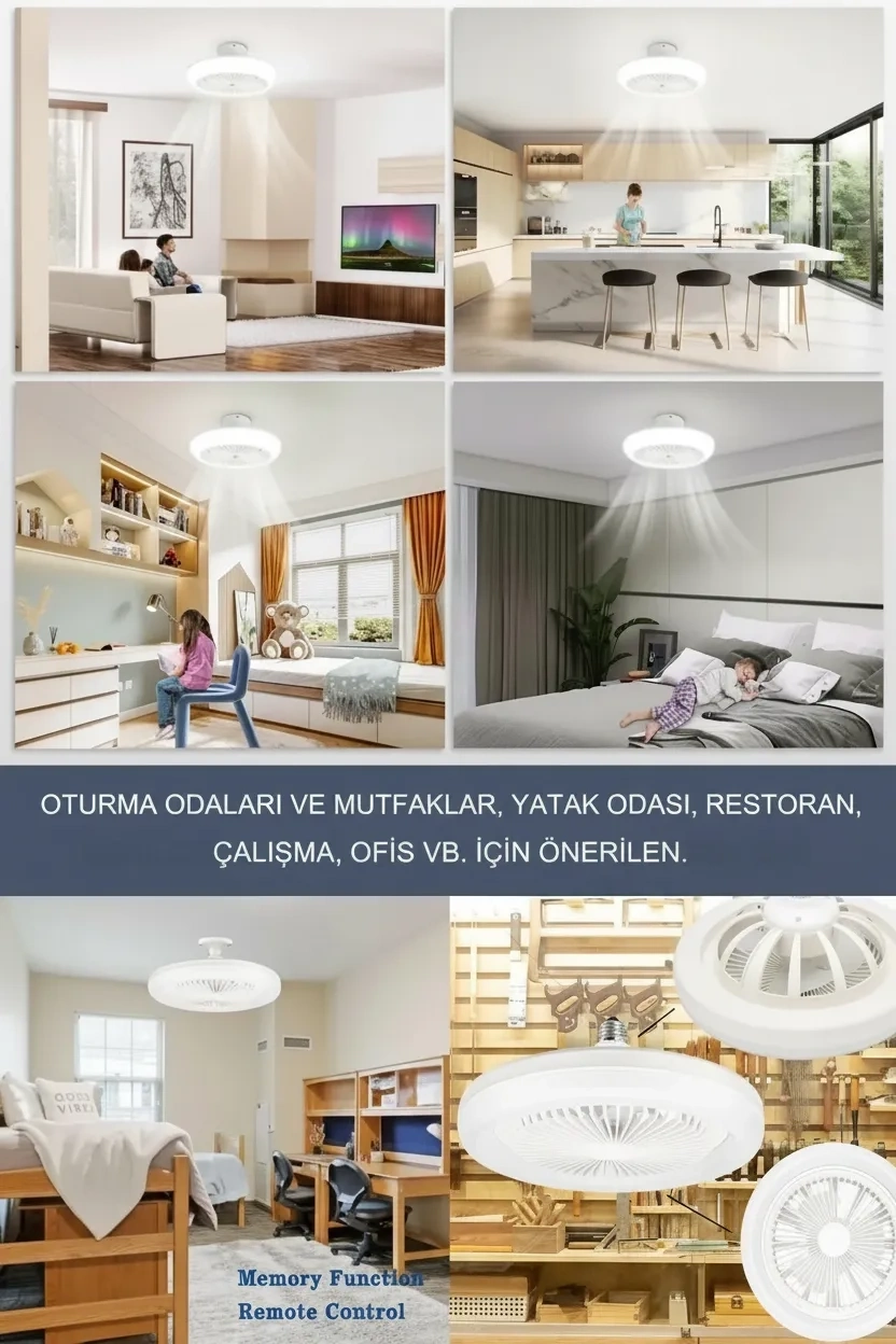 6a09d0b964e33-54667564-sw832sh1248 E27 Duylu Kumandalı Tavan Vantilatörlü LED Lamba 3 Hız ve Renk Ayarlı Tavan Pervanesi ( Vipsepet ) - Görsel 1