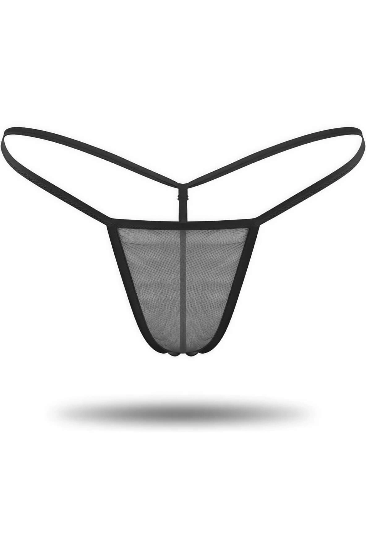 6a0c5d3ca5b83-77583381-sw1200sh1800 Siyah Transparan Tül String Tanga TM1114 - Görsel 1