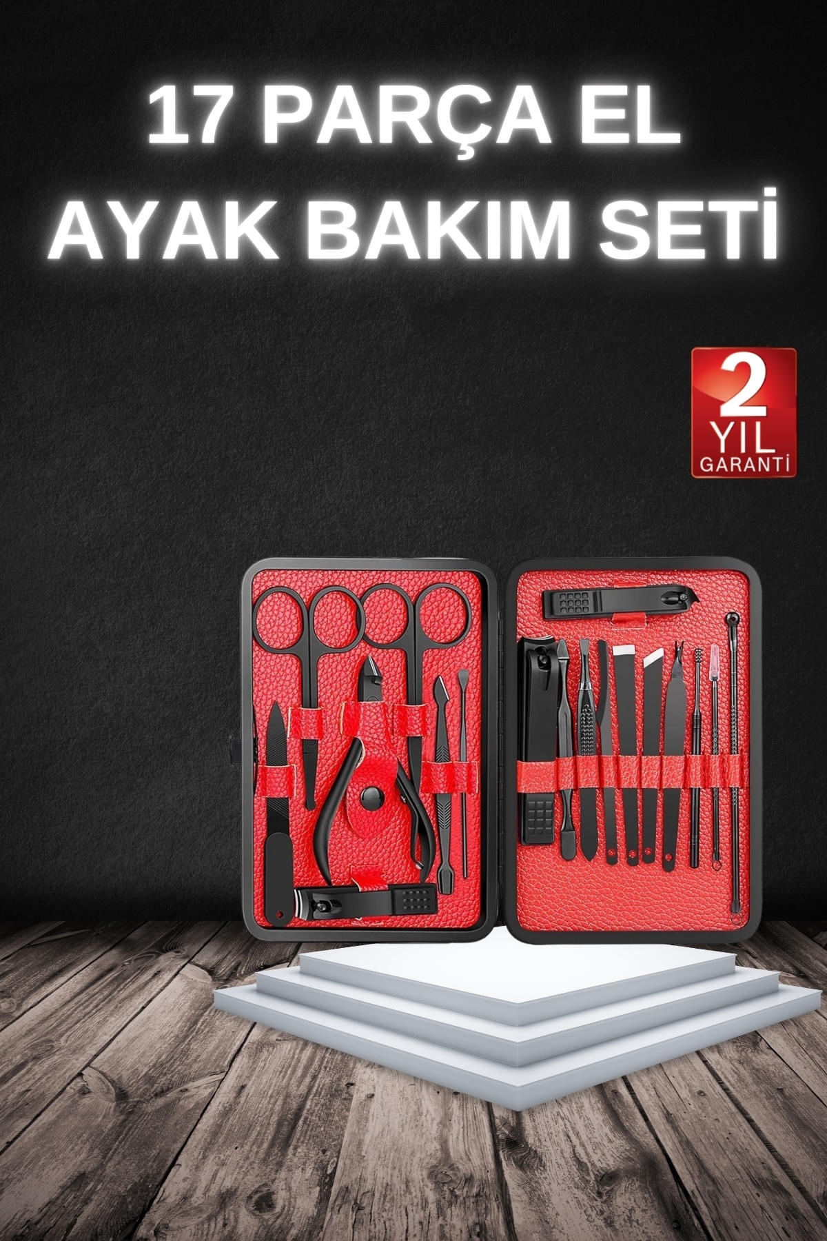 7-2 17 Parça Manikür Seti Taşınabilir Özel Çantalı El ve Ayak Bakımı Tırnak Batığı Temizleme - Vipsepet - Görsel 1