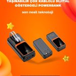 Powerbank 20000 mAh | 22.5W Hızlı Şarj, Dahili Kablolu, LCD Ekranlı Şarj Cihazı - vipsepet