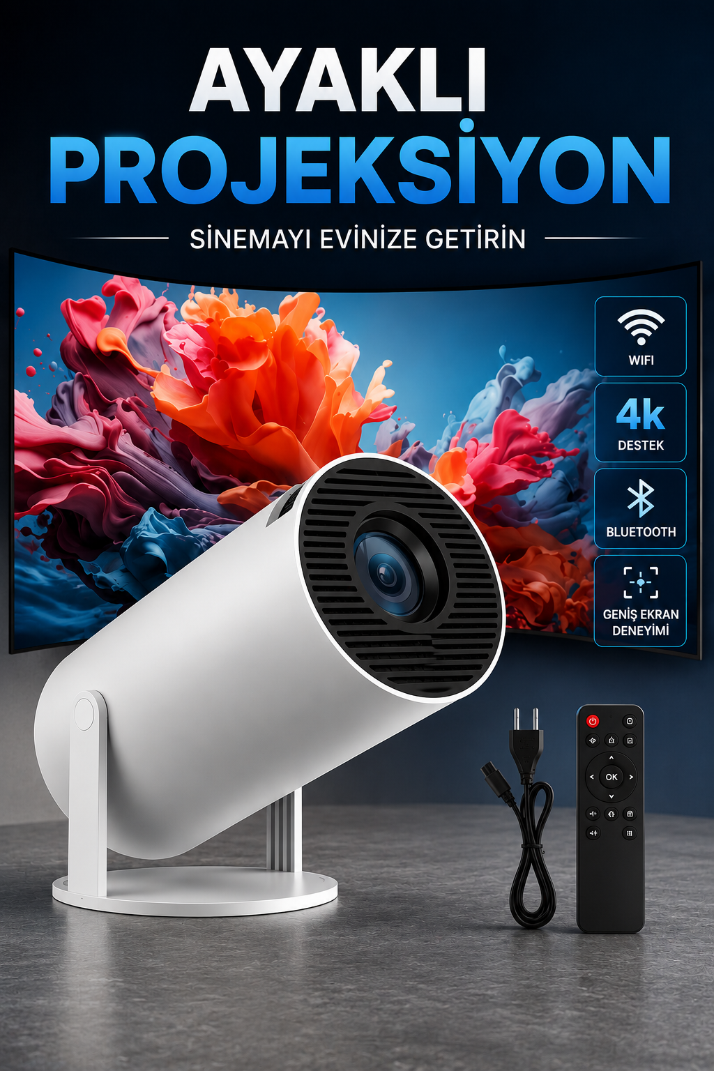 81789fe4-8dbf-4214-ac15-d8d2b529459c USB ve Kablosuz Bağlantı Özellikli 5000 Saat Ampul Ömürlü Projeksiyon - Vipsepet - Görsel 1