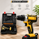 Metal Dişli 24W Akülü Matkap -Çift Bataryalı ve LED Çalışma Işığı ile Tam Set - Vipsepet