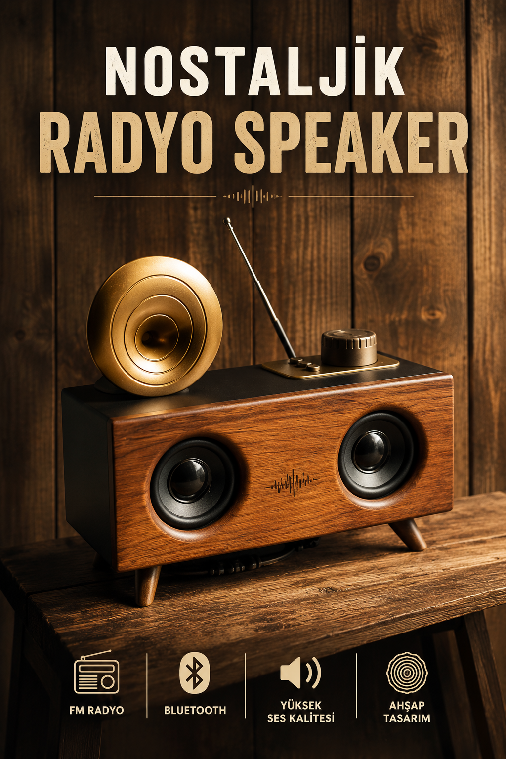 ab5c3d75-f5e3-49e5-a81a-4103fb3dd80d Nostaljik Görünümlü Bluetooth Bağlantılı Speaker - vipsepet - Görsel 1