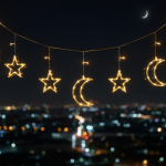 Büyük Ay Yıldız LED Ramazan Süsü Sıcak Beyaz Dekoratif Işık - Vipsepet