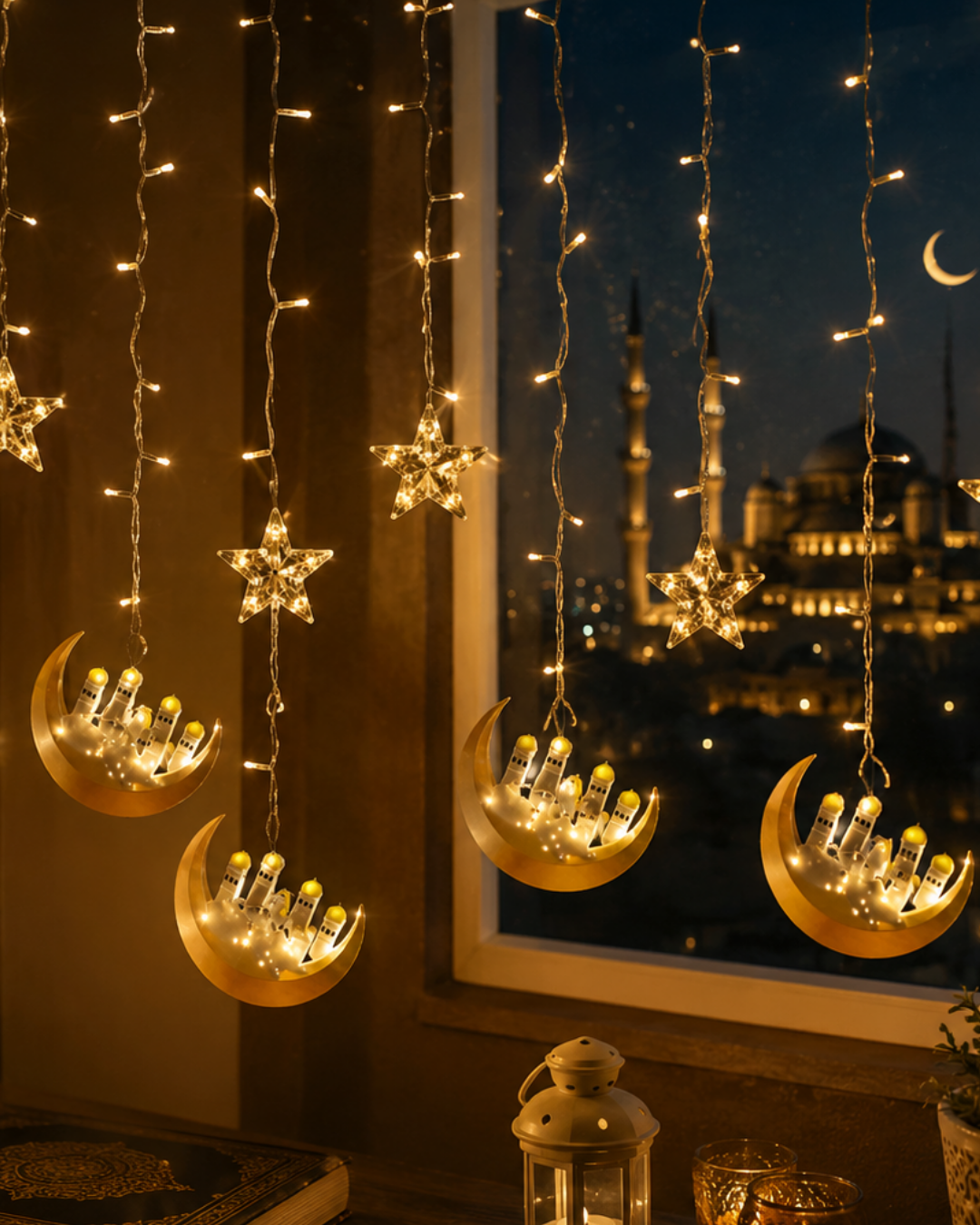 adsiz-tasarim-2026-05-21t161135.678 Hilal Yıldız LED Ramazan Işığı 3 Metre Dekoratif Perde Aydınlatması - Vipsepet - Görsel 1