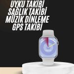 Akıllı Saat Kulaklık Hediyeli Uyku ve Sağlık Takibi Yapabilen Uzun Ömürlü - Vipsepet