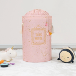 Baby Kullanımı Kolay Desenli Taşınabilir Torbalı Yuvarlak Sepet(pembe) Çamaşır Sepeti 04270 ( Lisinya )