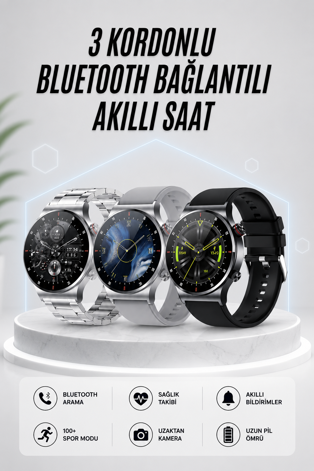 db963d78-3391-4790-9f3c-cadfcab5ae0e Akıllı Saat Amoled Ekran Bluetooth Bağlantılı Sesli Görüşme Nabız Ölçer - Vipsepet - Görsel 1