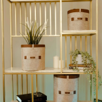 Deri Şeritli Yuvarlak Çok Amaçlı Düzenleyici Organizer Kutu Keçe Sepet (3'lü Set) ( Lisinya )