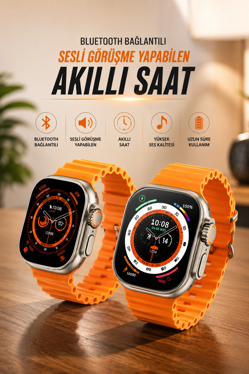 f497779c-2175-4e3f-b4f7-9fea7a4eafe6 Yeni Nesil Ultra Akıllı Saat Adımsayar Uyku Takibi Nabız Sensörü - Vipsepet - Görsel 1