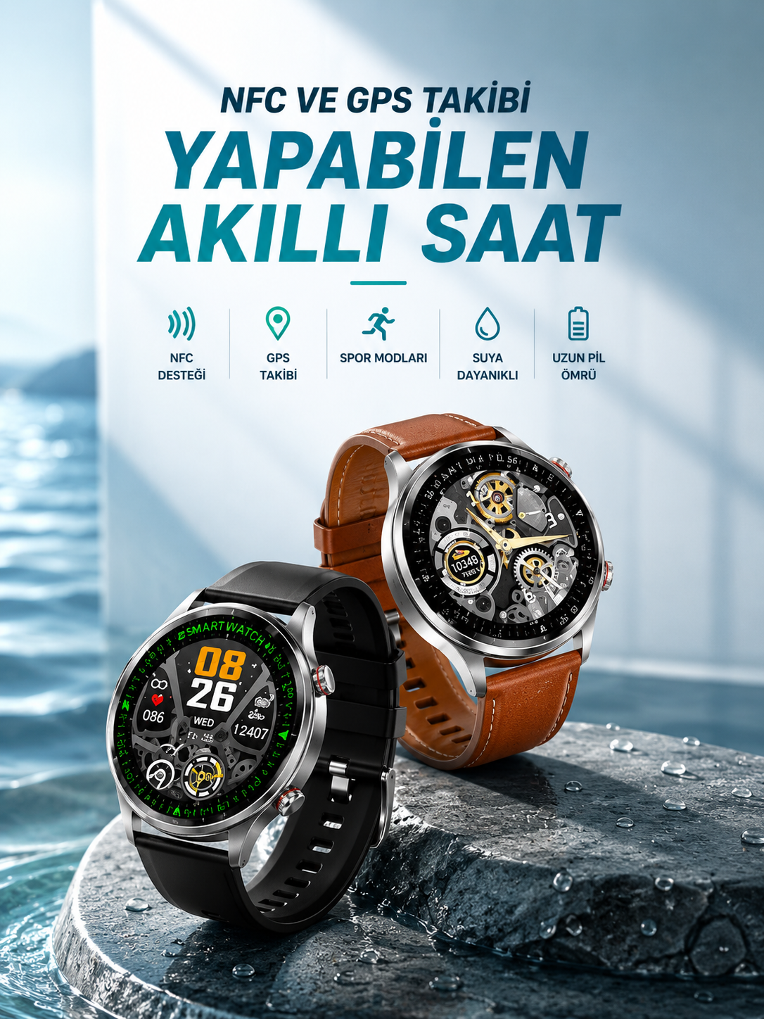 f56ea450-1f85-426c-8477-6f467a7892ef Bluetooth Bağlantılı Akıllı Saat Tüm Telefonlara Uyumlu Değiştirilebilir Kordon - Vipsepet - Görsel 1