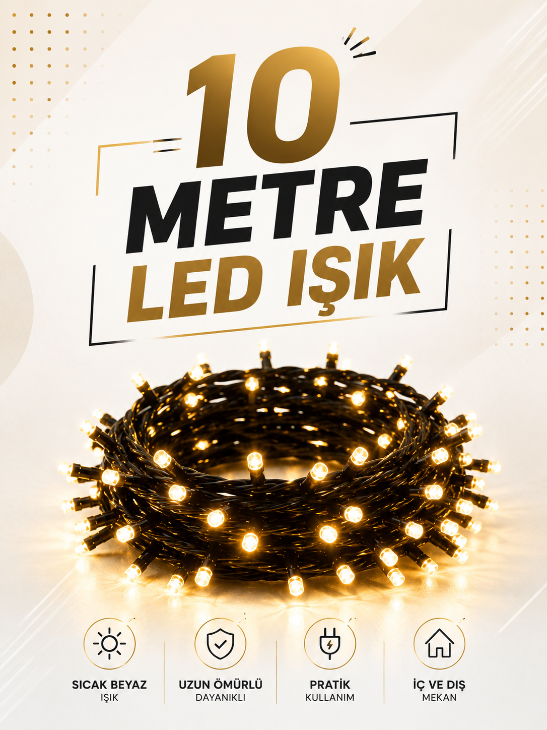 jjh 10 Metre LED Işıklı Dekoratif Parti ve Kutlama Aydınlatması - Vipsepet - Görsel 1